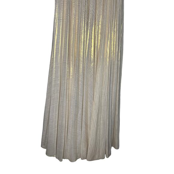 Prom Plunge Gold / Cream Side Slit Formal Dress by Cinderella Divine - Picture 5 of 9